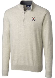 Cutter and Buck Virginia Cavaliers Mens Oatmeal Lakemont Long Sleeve 1/4 Zip Pullover