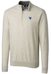 Cutter and Buck West Virginia Mountaineers Mens Oatmeal Lakemont Long Sleeve 1/4 Zip Pullover