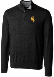 Cutter and Buck Wyoming Cowboys Mens Black Lakemont Long Sleeve 1/4 Zip Pullover