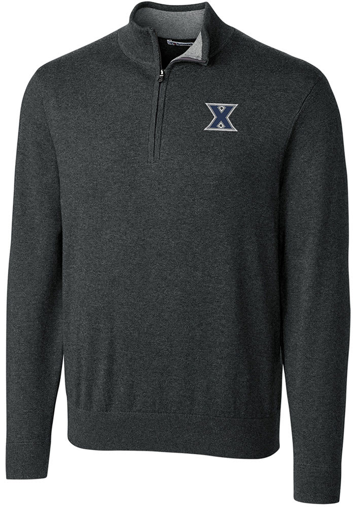 Cutter and Buck Xavier Musketeers Mens Charcoal Lakemont Long Sleeve 1/4 Zip Pullover