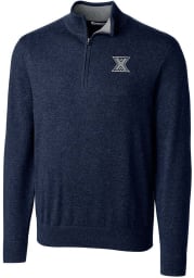 Cutter and Buck Xavier Musketeers Mens Navy Blue Lakemont Long Sleeve 1/4 Zip Pullover