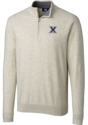 Cutter and Buck Xavier Musketeers Mens Oatmeal Lakemont Long Sleeve 1/4 Zip Pullover