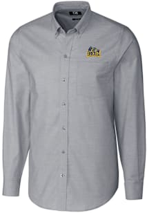 Mens Drexel Dragons Charcoal Cutter and Buck Stretch Oxford Long Sleeve Dress Shirt