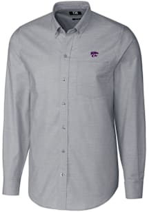 Cutter and Buck K-State Wildcats Mens Charcoal Stretch Oxford Long Sleeve Dress Shirt