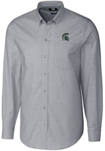 Cutter and Buck Michigan State Spartans Mens Charcoal Stretch Oxford Long Sleeve Dress Shirt