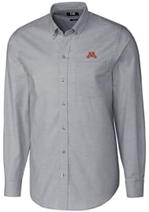 Cutter and Buck Minnesota Golden Gophers Mens Charcoal Stretch Oxford Long Sleeve Dress Shirt