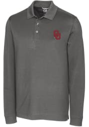 Cutter and Buck Oklahoma Sooners Mens Charcoal Advantage Long Sleeve Polo Shirt
