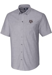 Cutter and Buck Texas A&amp;M Aggies Mens Charcoal Stretch Oxford Short Sleeve Dress Shirt