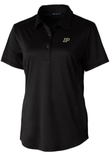 Cutter and Buck Purdue Boilermakers Womens Black Prospect Textured Short Sleeve Polo Shirt