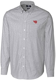 Cutter and Buck Dayton Flyers Mens Charcoal Stretch Oxford Stripe Long Sleeve Dress Shirt