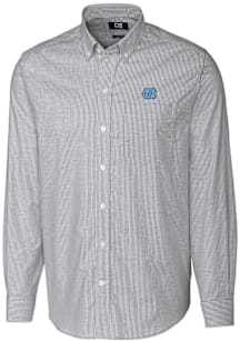 Cutter and Buck North Carolina Tar Heels Mens Charcoal Stretch Oxford Stripe Long Sleeve Dress Shi..