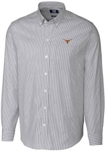 Cutter and Buck Texas Longhorns Mens Charcoal Stretch Oxford Stripe Long Sleeve Dress Shirt