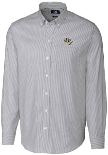 Cutter and Buck UCF Knights Mens Charcoal Stretch Oxford Stripe Long Sleeve Dress Shirt