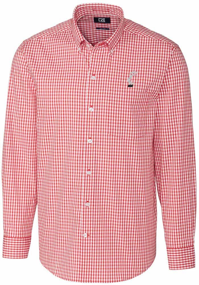 St. Louis Cardinals Cutter & Buck Tattersall Woven Long Sleeve Button-Down  Shirt - Navy