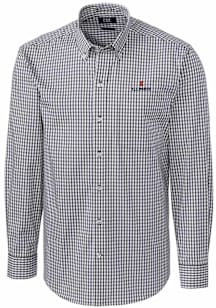 Cutter and Buck Illinois Fighting Illini Mens Charcoal Easy Care Gingham Long Sleeve Dress Shirt
