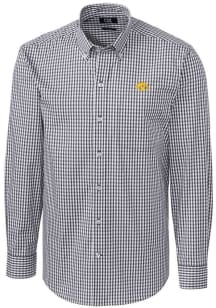 Cutter and Buck Iowa Hawkeyes Mens Charcoal Easy Care Gingham Long Sleeve Dress Shirt