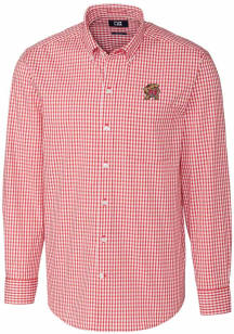 Cutter and Buck Maryland Terrapins Mens Red Easy Care Gingham Long Sleeve Dress Shirt