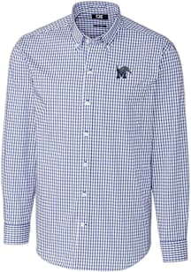 Cutter and Buck Memphis Tigers Mens Blue Easy Care Gingham Long Sleeve Dress Shirt