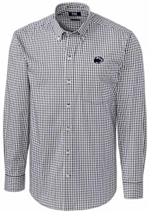 Cutter and Buck Penn State Nittany Lions Mens Charcoal Easy Care Gingham Long Sleeve Dress Shirt