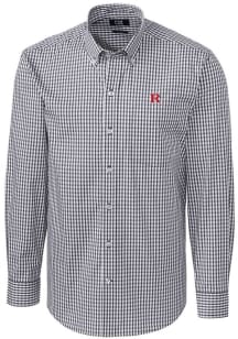 Cutter and Buck Rutgers Scarlet Knights Mens Charcoal Easy Care Gingham Long Sleeve Dress Shirt