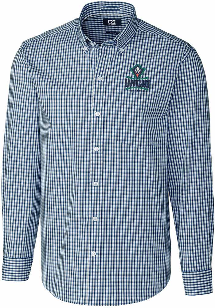 UNCW Seahawks Mens Cutter and Buck NAVY Easy Care Gingham