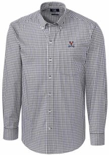 Cutter and Buck Virginia Cavaliers Mens Charcoal Easy Care Gingham Long Sleeve Dress Shirt