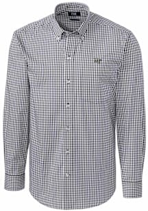 Cutter and Buck Wake Forest Demon Deacons Mens Charcoal Easy Care Gingham Long Sleeve Dress Shirt