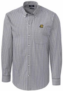 Cutter and Buck Wichita State Shockers Mens Charcoal Easy Care Gingham Long Sleeve Dress Shirt