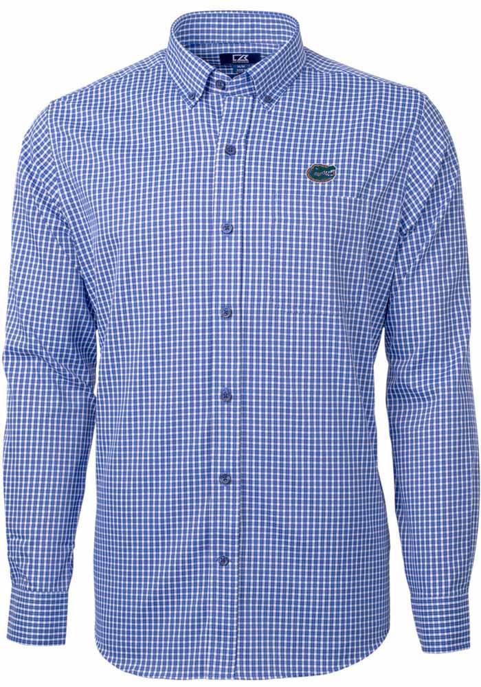 Florida Gators Cutter and Buck Blue Versatech Multi Check Long Sleeve