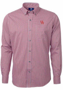 Cutter and Buck Houston Cougars Mens Red Versatech Multi Check Long Sleeve Dress Shirt