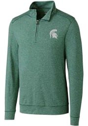 Cutter and Buck Michigan State Spartans Mens Green Shoreline Long Sleeve 1/4 Zip Pullover