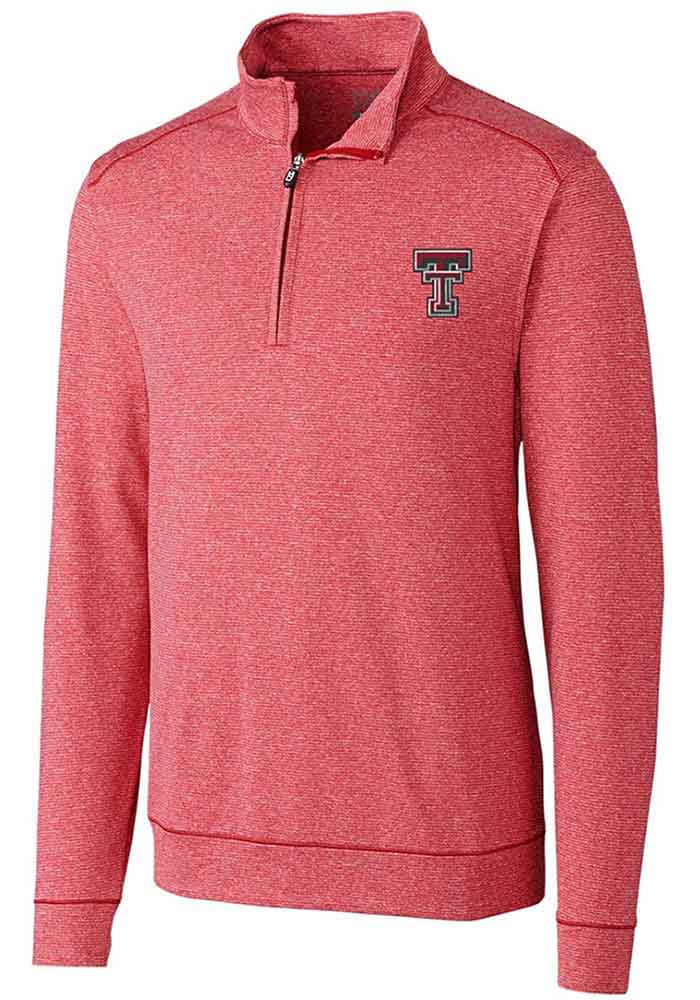 Cutter and Buck Texas Tech Red Raiders Mens Red Shoreline Long Sleeve 1/4 Zip Pullover