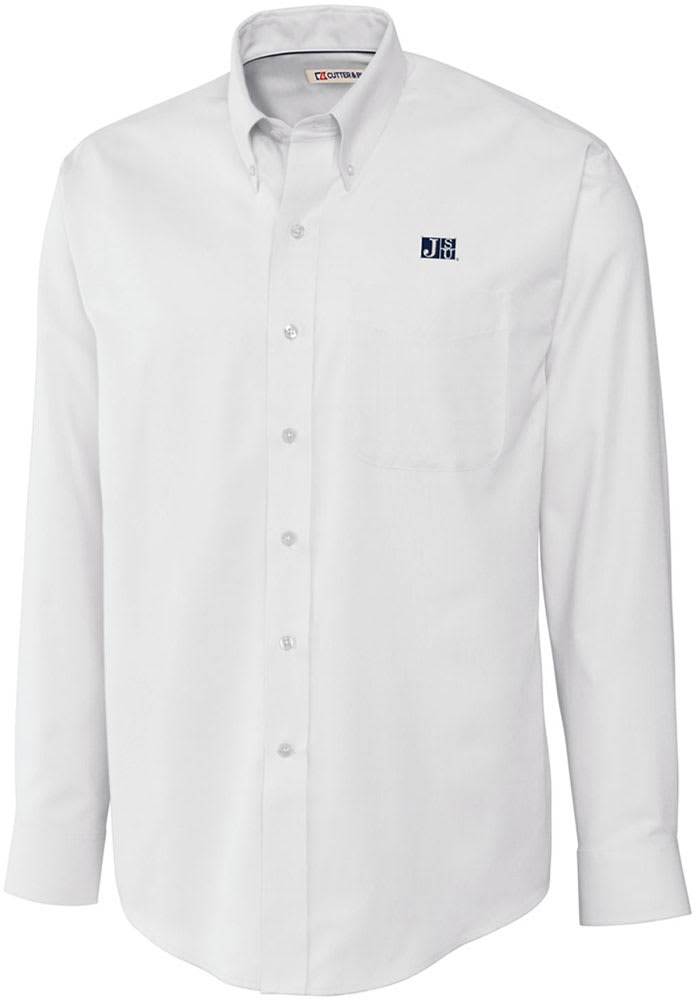 Cutter and Buck Jackson State Tigers Mens White Epic Easy Care Nailshead Long Sleeve Dress Shirt