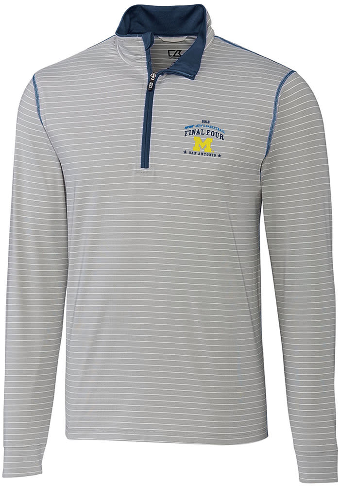 Cutter and Buck Michigan Wolverines Mens White Logo Long Sleeve 1/4 Zip Pullover
