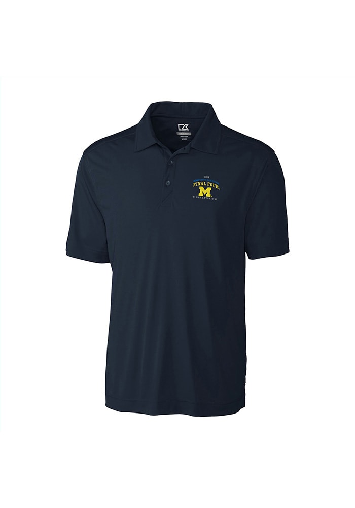Cutter and Buck Michigan Wolverines Mens Navy Blue Embroidered Logo Short Sleeve Polo