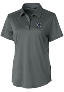 Cutter and Buck Xavier Musketeers Womens Grey Prospect Textured Short Sleeve Polo Shirt