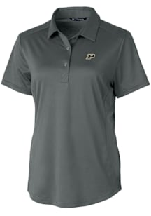 Cutter and Buck Purdue Boilermakers Womens Grey Prospect Textured Short Sleeve Polo Shirt