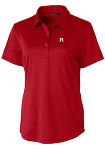Cutter and Buck Rutgers Scarlet Knights Womens Red Prospect Textured Short Sleeve Polo Shirt