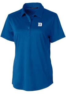 Cutter and Buck Duke Blue Devils Womens Blue Prospect Textured Short Sleeve Polo Shirt