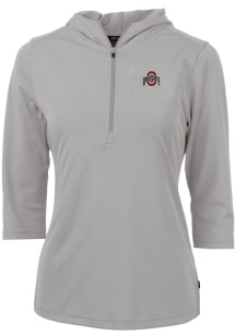 Cutter and Buck Ohio State Buckeyes Womens Grey Virtue Eco Pique Hooded Sweatshirt