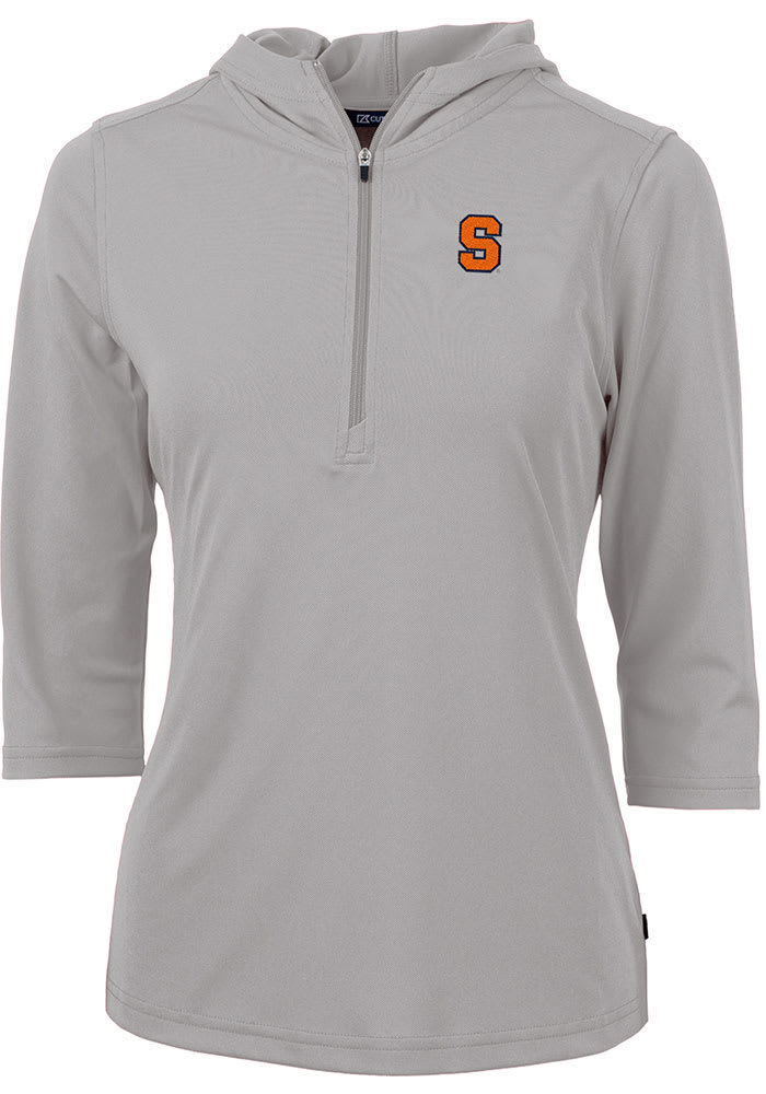 Cutter and Buck Syracuse Orange Womens Grey Virtue Eco Pique Hooded Sweatshirt