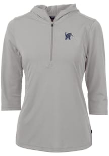 Cutter and Buck Memphis Tigers Womens Grey Virtue Eco Pique Hooded Sweatshirt