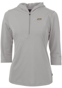 Cutter and Buck James Madison Dukes Womens Grey Virtue Eco Pique Hooded Sweatshirt