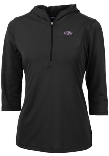 Cutter and Buck TCU Horned Frogs Womens Black Virtue Eco Pique Hooded Sweatshirt