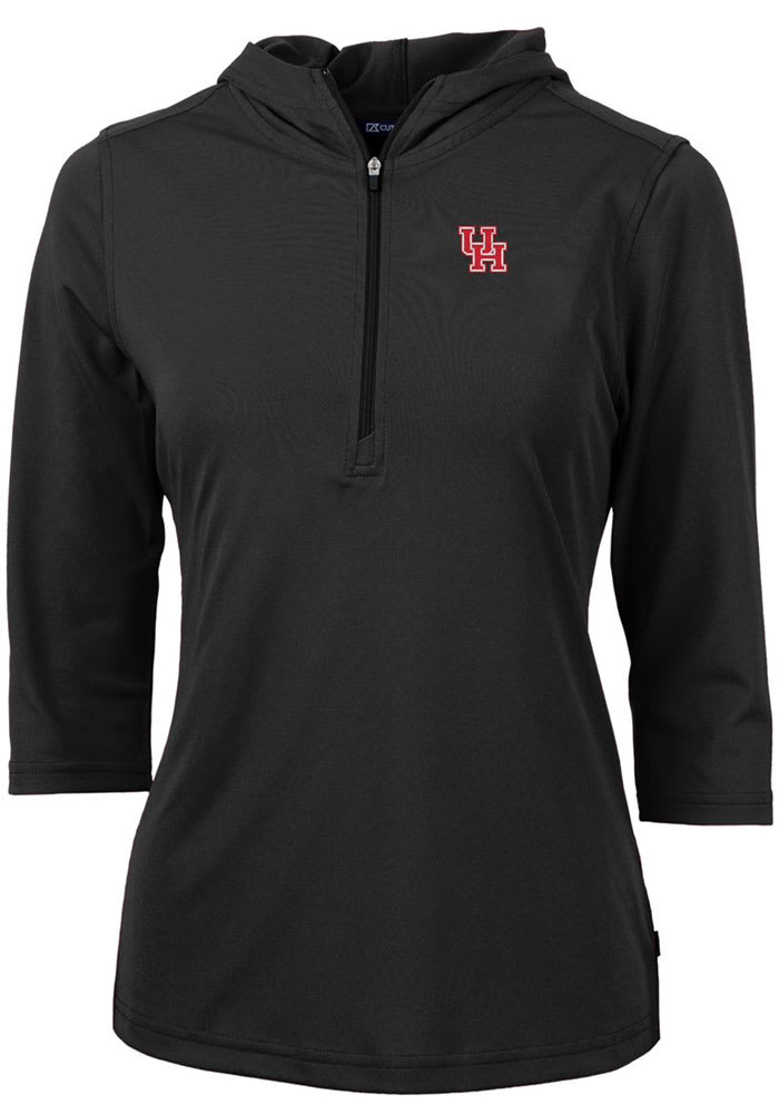 Cutter and Buck Houston Cougars Womens Black Virtue Eco Pique Hooded Sweatshirt
