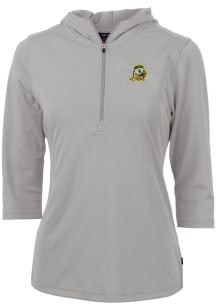 Cutter and Buck Oregon Ducks Womens Grey Virtue Eco Pique Hooded Sweatshirt
