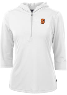 Cutter and Buck Syracuse Orange Womens White Virtue Eco Pique Hooded Sweatshirt