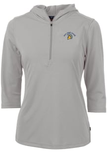 Cutter and Buck San Jose State Spartans Womens Grey Virtue Eco Pique Hooded Sweatshirt
