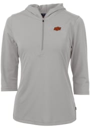 Cutter and Buck Oklahoma State Cowboys Womens Grey Virtue Eco Pique Hooded Sweatshirt