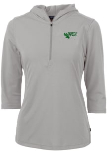 Cutter and Buck North Texas Mean Green Womens Grey Virtue Eco Pique Hooded Sweatshirt